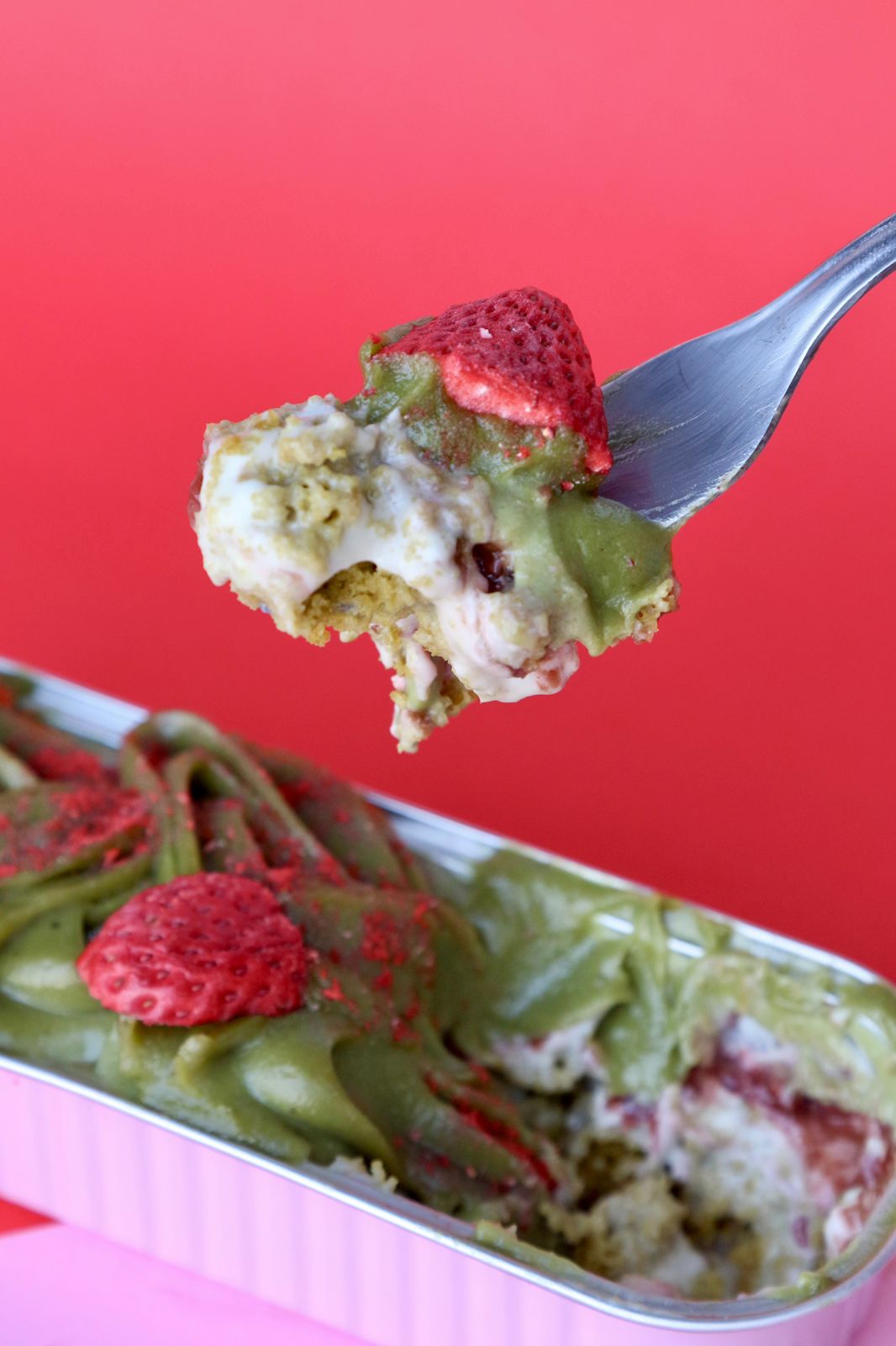 Strawberry Matcha Chunk Cake